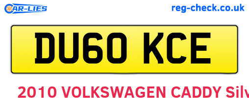 DU60KCE are the vehicle registration plates.
