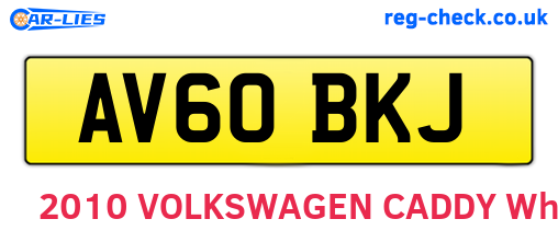 AV60BKJ are the vehicle registration plates.