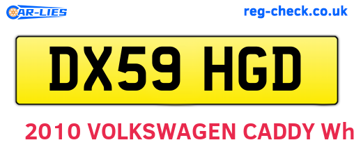 DX59HGD are the vehicle registration plates.
