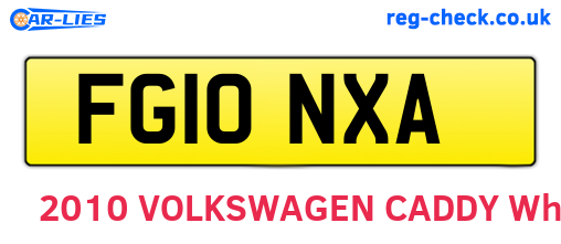 FG10NXA are the vehicle registration plates.