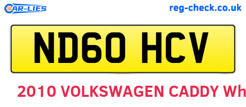 ND60HCV are the vehicle registration plates.