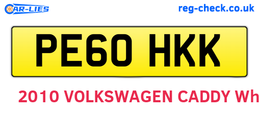 PE60HKK are the vehicle registration plates.