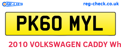 PK60MYL are the vehicle registration plates.