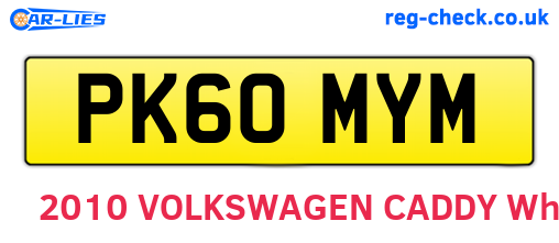 PK60MYM are the vehicle registration plates.