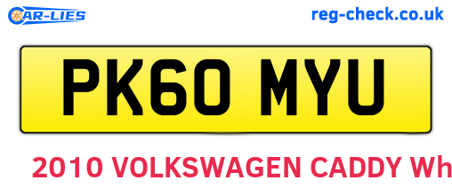 PK60MYU are the vehicle registration plates.