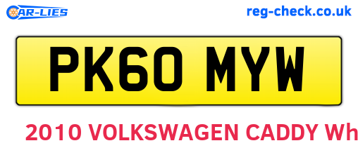PK60MYW are the vehicle registration plates.