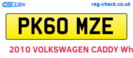 PK60MZE are the vehicle registration plates.
