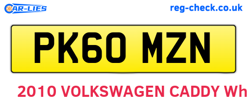 PK60MZN are the vehicle registration plates.