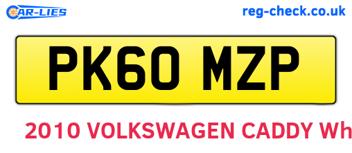 PK60MZP are the vehicle registration plates.