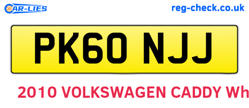 PK60NJJ are the vehicle registration plates.