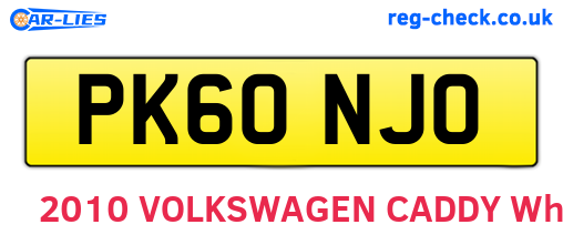 PK60NJO are the vehicle registration plates.