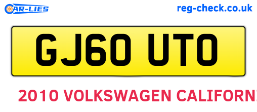 GJ60UTO are the vehicle registration plates.