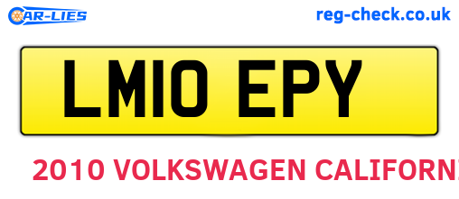 LM10EPY are the vehicle registration plates.