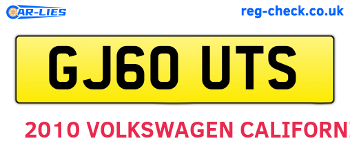 GJ60UTS are the vehicle registration plates.