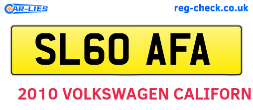 SL60AFA are the vehicle registration plates.