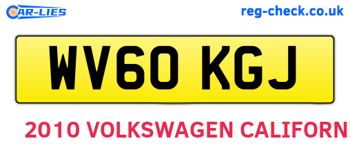 WV60KGJ are the vehicle registration plates.