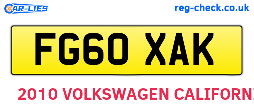 FG60XAK are the vehicle registration plates.