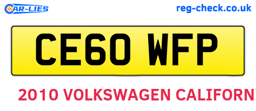 CE60WFP are the vehicle registration plates.