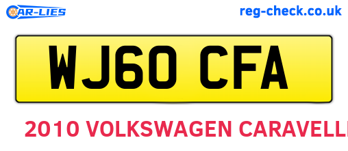 WJ60CFA are the vehicle registration plates.
