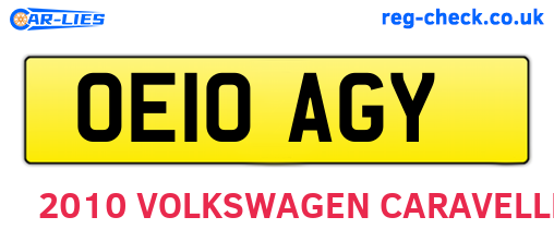OE10AGY are the vehicle registration plates.