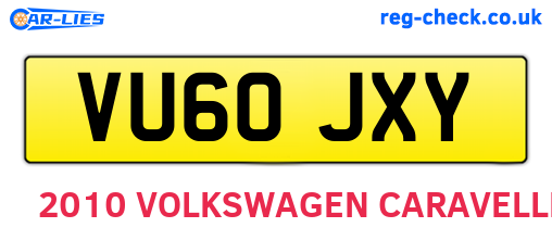 VU60JXY are the vehicle registration plates.