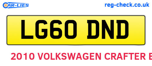 LG60DND are the vehicle registration plates.