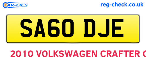 SA60DJE are the vehicle registration plates.