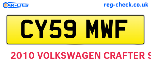 CY59MWF are the vehicle registration plates.