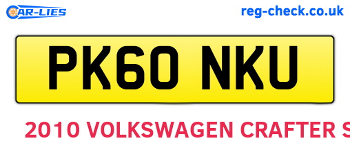 PK60NKU are the vehicle registration plates.