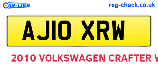 AJ10XRW are the vehicle registration plates.