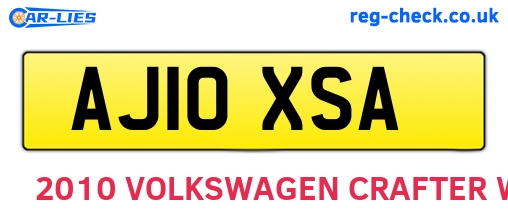 AJ10XSA are the vehicle registration plates.
