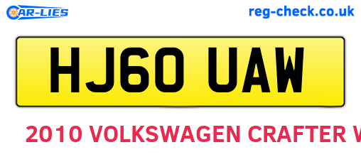 HJ60UAW are the vehicle registration plates.