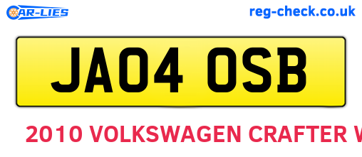 JA04OSB are the vehicle registration plates.