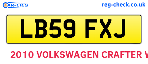 LB59FXJ are the vehicle registration plates.