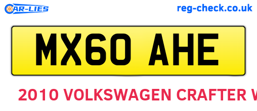 MX60AHE are the vehicle registration plates.