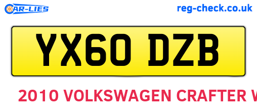 YX60DZB are the vehicle registration plates.