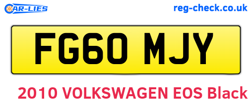 FG60MJY are the vehicle registration plates.