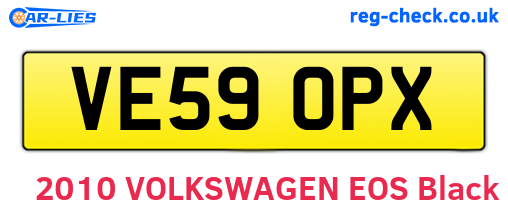 VE59OPX are the vehicle registration plates.