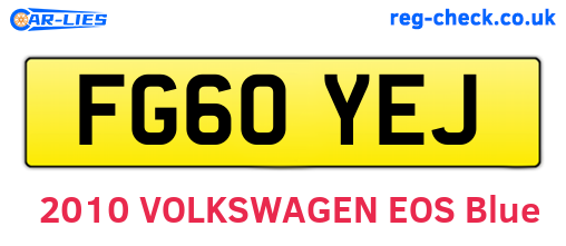 FG60YEJ are the vehicle registration plates.