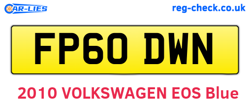 FP60DWN are the vehicle registration plates.