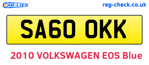 SA60OKK are the vehicle registration plates.