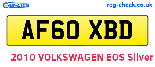 AF60XBD are the vehicle registration plates.