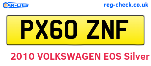 PX60ZNF are the vehicle registration plates.