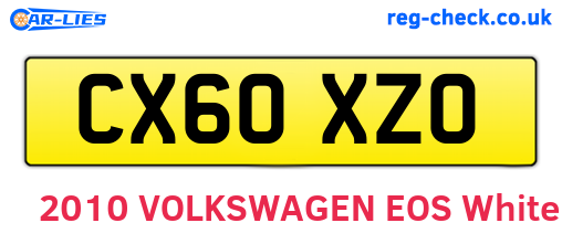 CX60XZO are the vehicle registration plates.