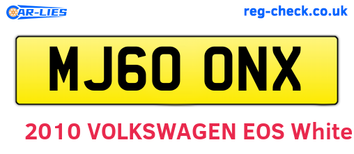 MJ60ONX are the vehicle registration plates.