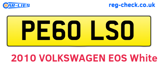 PE60LSO are the vehicle registration plates.