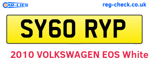 SY60RYP are the vehicle registration plates.