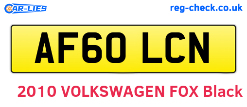AF60LCN are the vehicle registration plates.