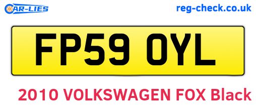 FP59OYL are the vehicle registration plates.