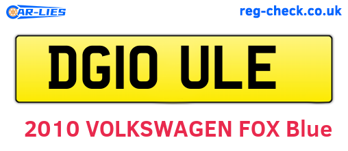DG10ULE are the vehicle registration plates.